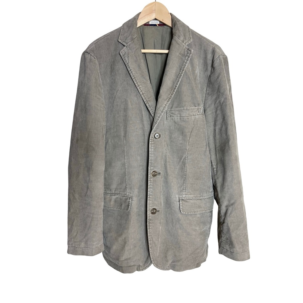 J.Crew Mens M Vintage Cord Blazer Sports Jacket Gray Corduroy 3-Button Y2K 2000s